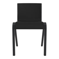 Solid black modern chair with a sleek, minimalist design and straight lines, perfect for contemporary decor.