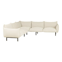 Modern cream sectional sofa with smooth upholstery and sleek black legs, perfect for contemporary decor.