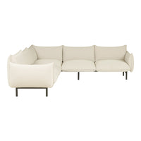Modern cream sectional sofa with a minimalist design and soft, smooth upholstery. Perfect for any contemporary space.