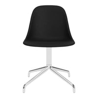 Black ergonomic chair with a smooth finish and a sleek chrome base, ideal for modern interiors.