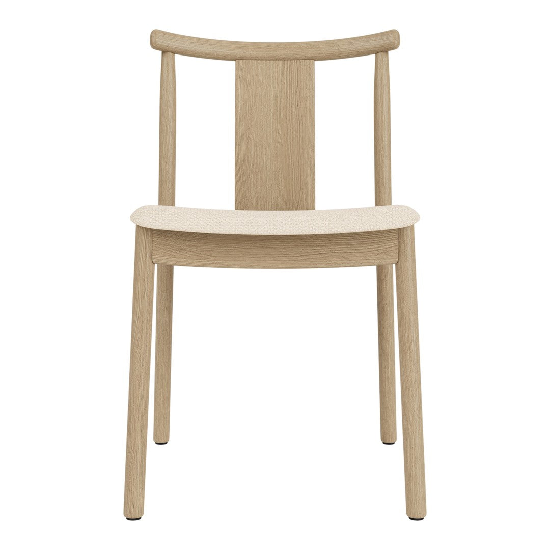 Light natural wood chair with a smooth, minimalist design and clean lines, showcasing warm beige tones.