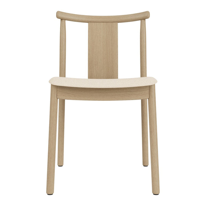 Light natural wood chair with a smooth, minimalist design and clean lines, showcasing warm beige tones.
