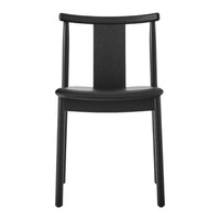 Sleek black wooden chair with a minimalist design and smooth finish, perfect for modern decor.