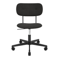 Black ergonomic office chair with a smooth fabric pattern and minimalist design. Perfect for modern workspace aesthetics.