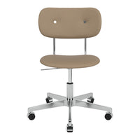 Beige office chair with a smooth finish, featuring chrome accents and a minimalist design.