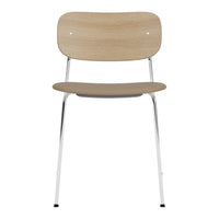 Natural wood finish with a smooth, light texture and shiny chrome legs. Simple, modern and minimalist design.