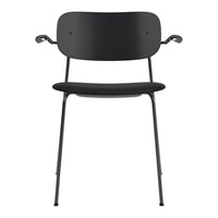 Black minimalist chair with smooth lines and a sleek, modern design. Perfect for contemporary decor.