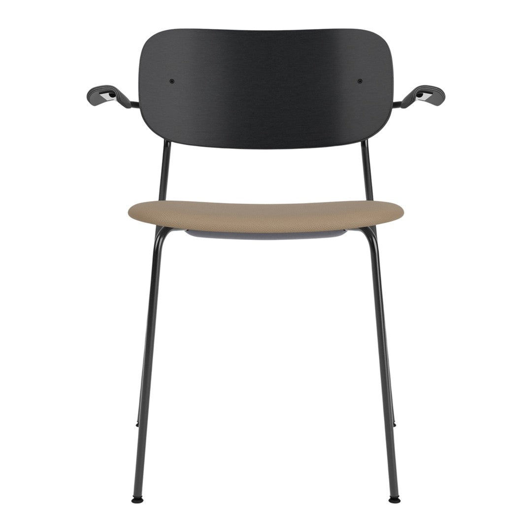 Black and beige chair with minimalistic design and smooth, curved lines. Perfect blend of modern aesthetics.
