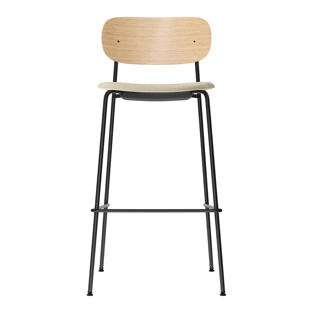 Natural wood grain with a light finish and sleek black metal legs, featuring a minimalist design.