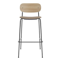 Natural wood chair with a sleek black metal frame, featuring a minimalist design and smooth, light wood grain.
