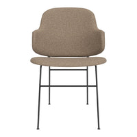 Stylish brown textured chair with a smooth seat and sleek black metal legs, perfect for modern interiors.