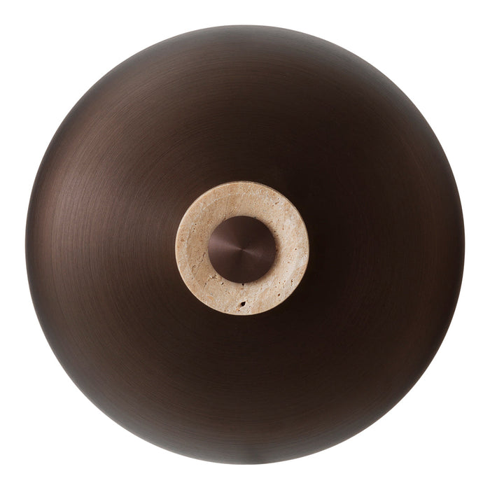 "Bronze and cream decorative bowl with smooth metallic finish and natural stone accent."