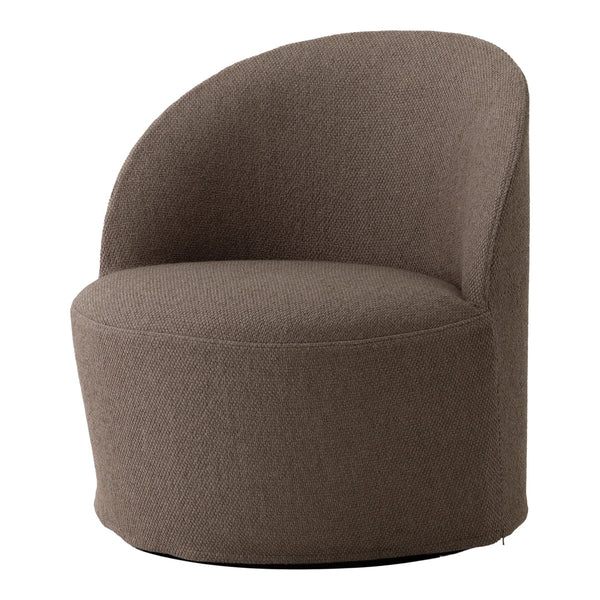Brown textured upholstery in a modern curved accent chair design. Perfect for contemporary living spaces.