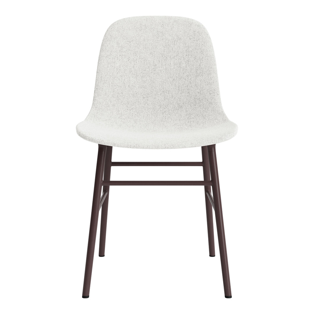 Light gray upholstered chair with a smooth texture and dark brown wooden legs, offering a modern minimalist design.