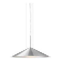 Silver pendant lamp with a layered, conical design showcasing a sleek, modern metallic finish and minimalist style.