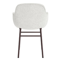 Light gray upholstered chair with a soft texture and dark brown metal legs, offering a modern minimalist design.