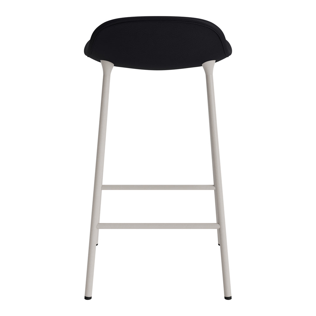 Black seat with a sleek, minimalist design on a light gray metal frame. Perfect for modern interiors.
