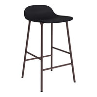 Black ergonomic bar stool with a matte finish and brown metal legs, perfect for modern interiors.