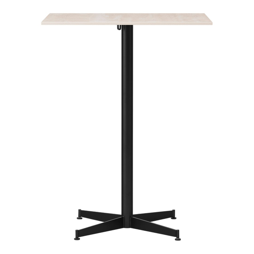 "Minimalist light wood tabletop with a sleek black metal base, perfect for modern spaces."