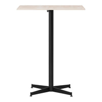 "Minimalist light wood tabletop with a sleek black metal base, perfect for modern spaces."
