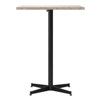 Light brown textured tabletop with a sleek black metal base, perfect for modern decor.