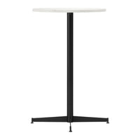 Round white tabletop with a sleek black metal base for a modern, minimalist look. Perfect for contemporary spaces.