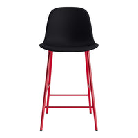 Black seat with red legs, creating a modern, stylish contrast in a sleek, minimalist design. Perfect for any space.