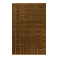 Brown textured rug with vertical lines and a subtle grid pattern, adding warmth and depth to any space.