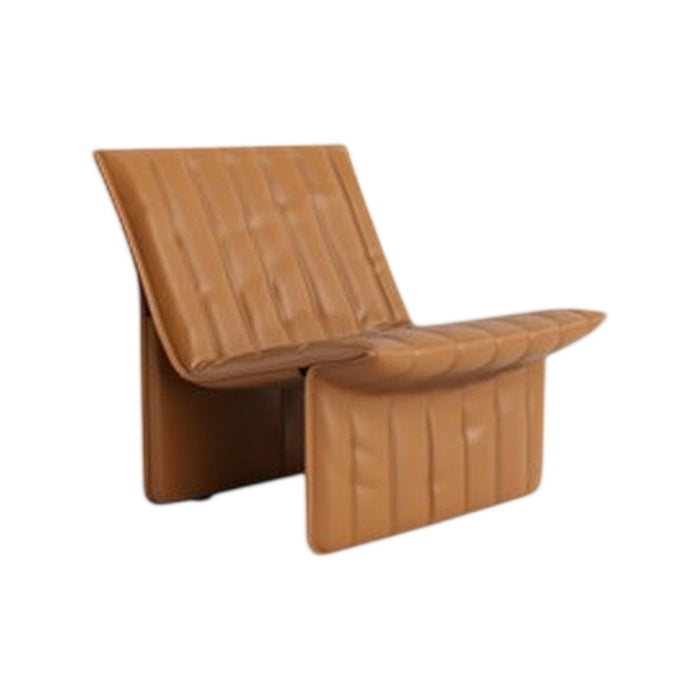 Tan chair with modern, quilted pattern, featuring sleek lines and a minimalist design. Perfect for contemporary decor.