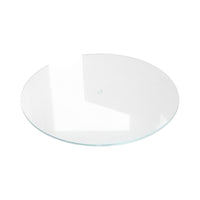 Clear glass serving platter with a sleek, smooth surface and minimalistic design, ideal for elegant table settings.