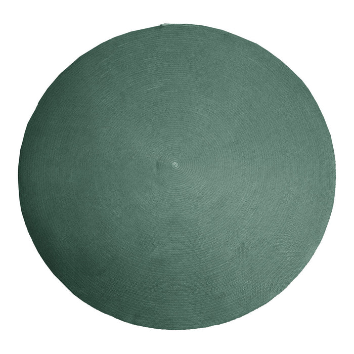 Round green pouf with a smooth, solid texture, perfect for adding a pop of color to your decor.