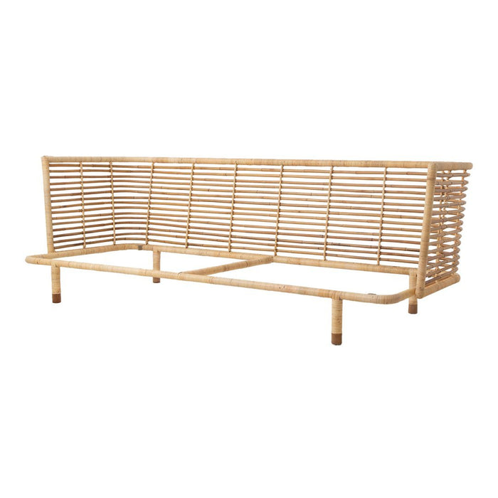 Natural bamboo sofa with a sleek, slatted design in warm, neutral tones. Ideal for modern, minimalist decor.
