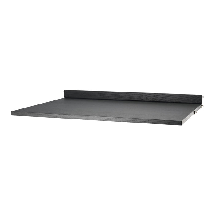Sleek black shelf with a smooth surface and minimalist design, perfect for modern decor.