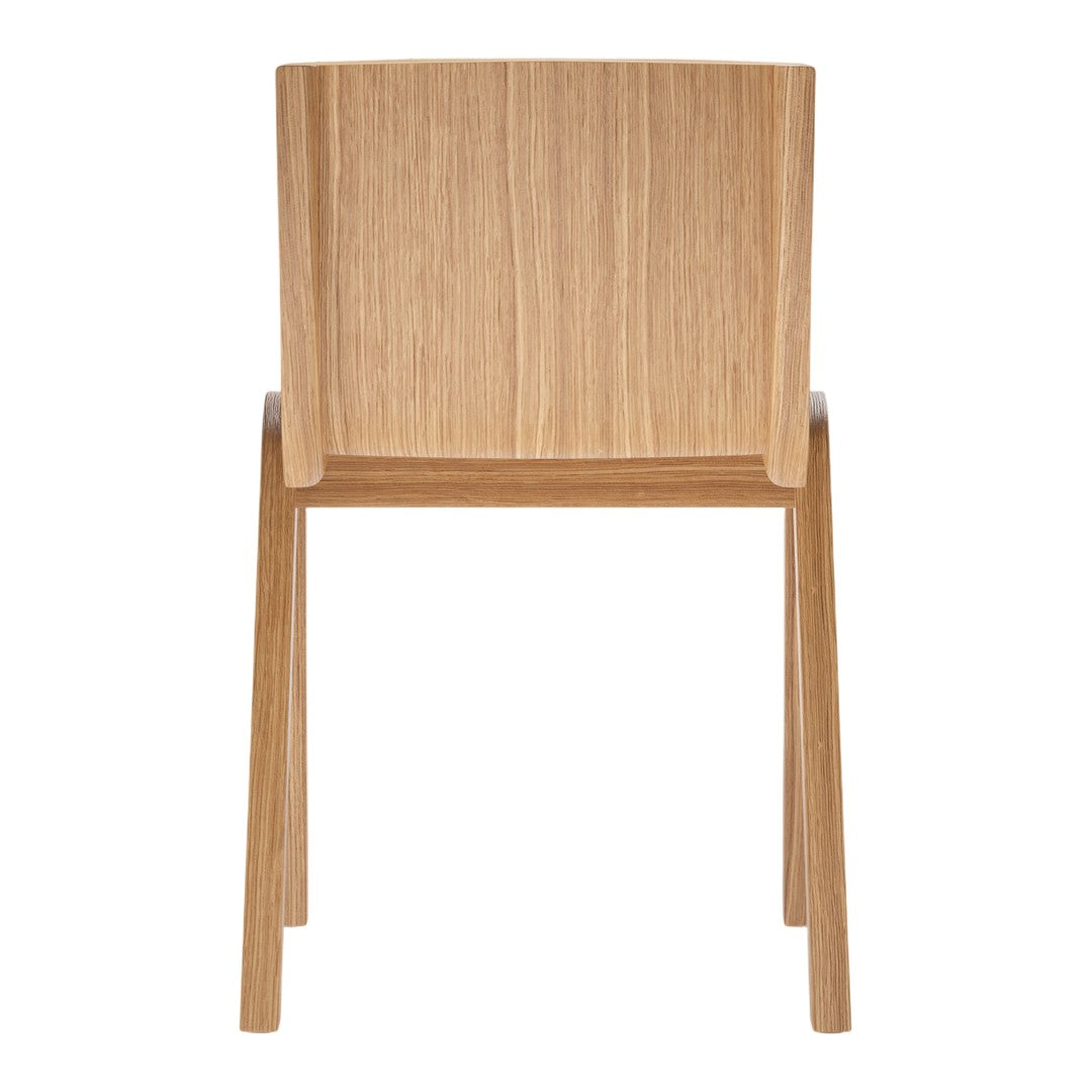 Light oak wood chair with a smooth finish and clean lines, showcasing natural grain patterns.