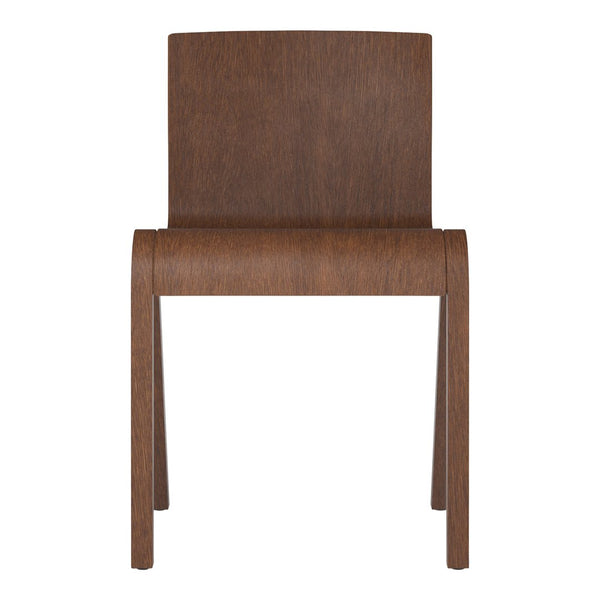 Brown wooden chair with a smooth, minimalist design on a white background. Perfect for modern decor.