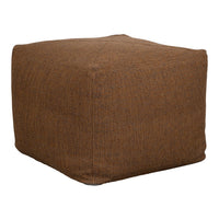 Brown textured pouf with a subtle herringbone pattern, perfect for adding style to any room.