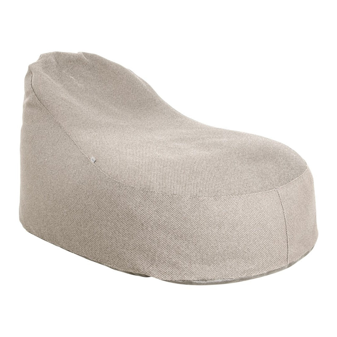 Beige bean bag chair with smooth, textured fabric, designed for comfort and casual decor.