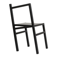 Black minimalist chair featuring a sleek design with a simple geometric pattern.
