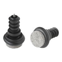 Black rubber tip with grey felt bottom, featuring a textured spiral design. Ideal for protecting surfaces.