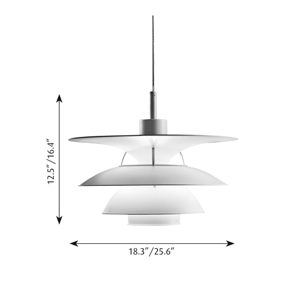 Modern pendant lamp in sleek white with layered circular design; ideal for contemporary interiors.