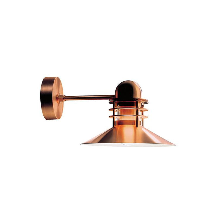 Modern copper wall lamp with sleek, polished finish and geometric shading design. Perfect for stylish interiors.