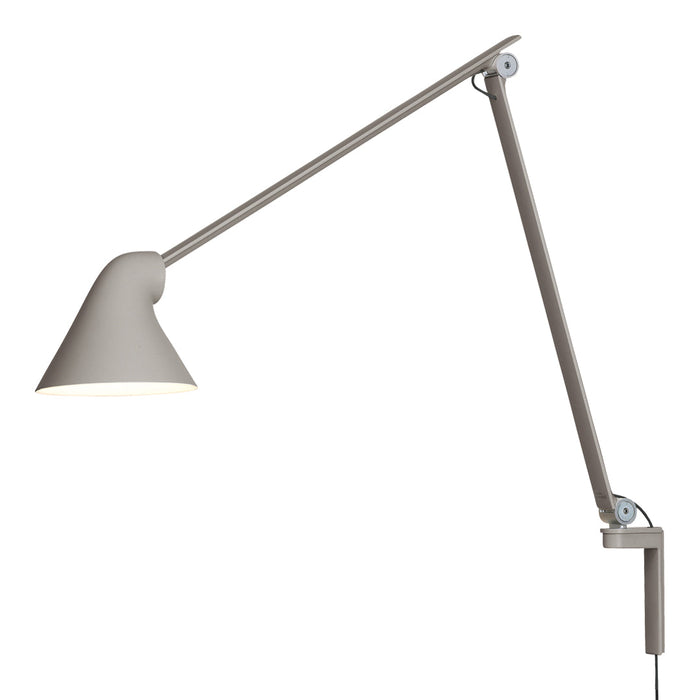 Sleek gray desk lamp with a modern design and smooth matte finish, featuring a minimalist pattern.