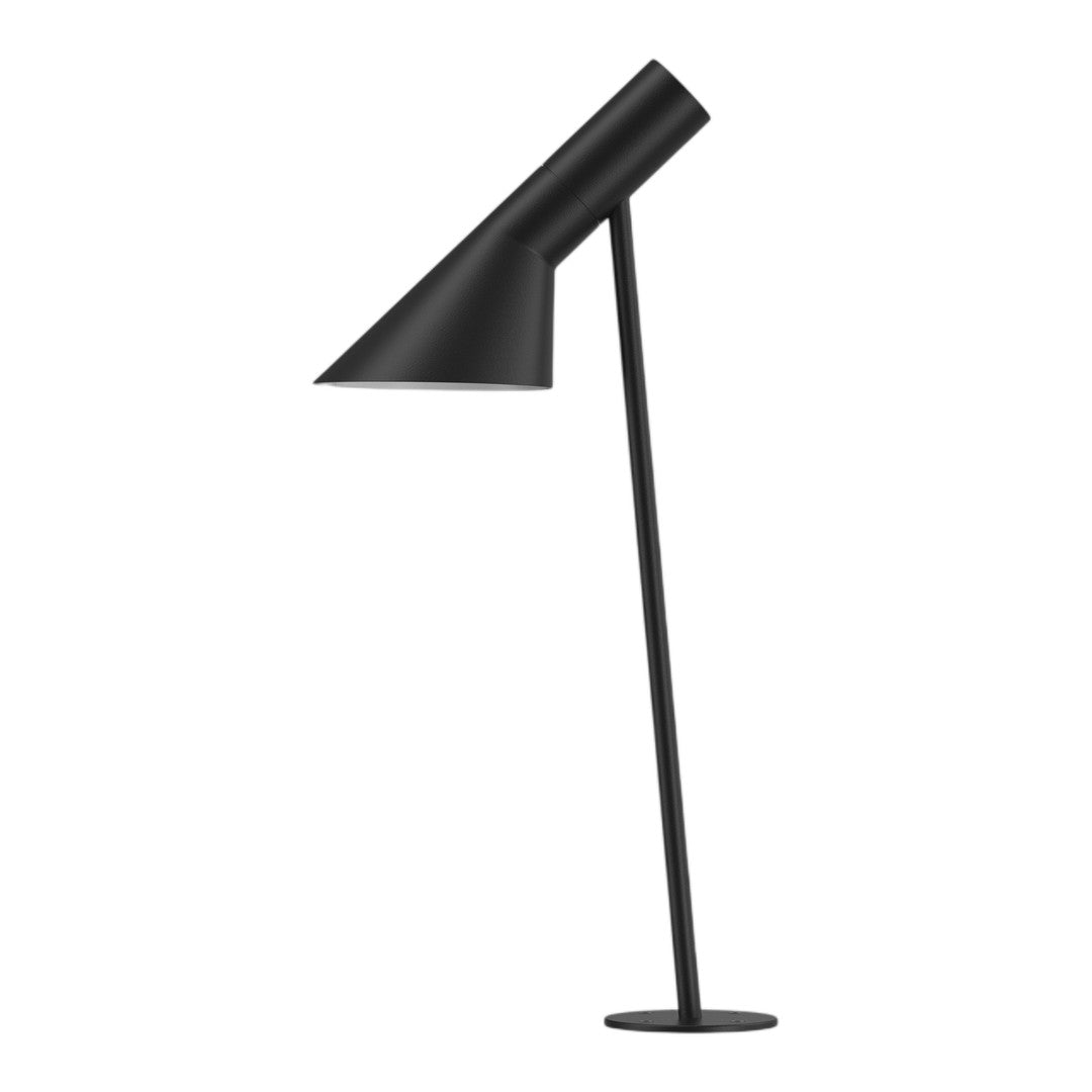 Modern black floor lamp with a sleek metal finish and geometric design, perfect for any contemporary space.