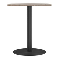 Stylish marble-patterned tabletop in neutral tones with a sleek black base for a modern look.