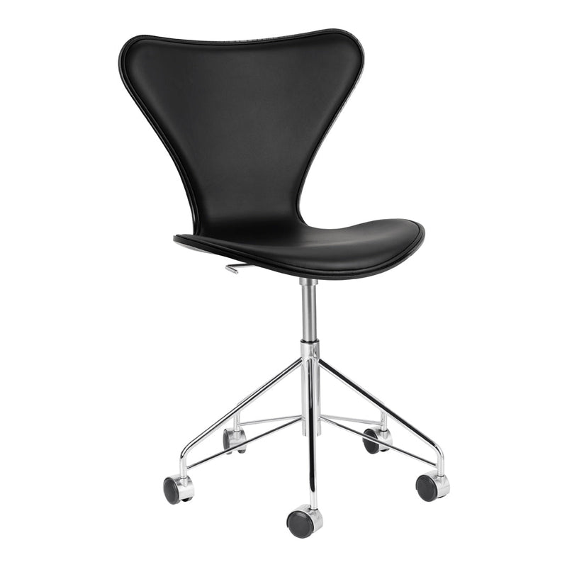 Black ergonomic chair with a sleek, glossy finish and chrome base, featuring a modern butterfly shape.