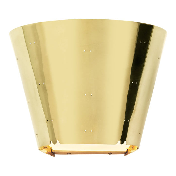 Gold metallic wall sconce with a sleek, polished finish and smooth curves for modern elegance.