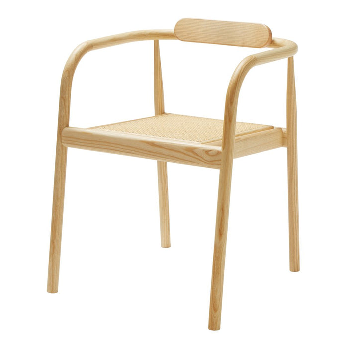 Natural wood chair with a light beige finish and smooth, minimalist design. Perfect for modern decor.