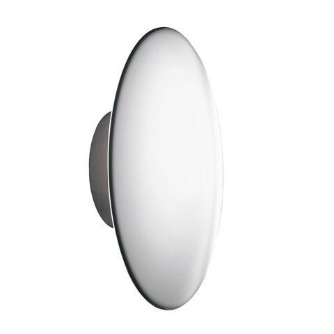 Sleek white oval wall decor with a smooth, glossy finish and minimalistic gray mounting. Perfect for modern spaces.