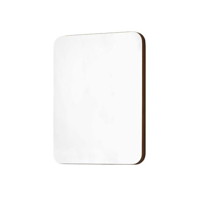 Sleek white rectangular mirror with a subtle brown edge, perfect for modern decor.