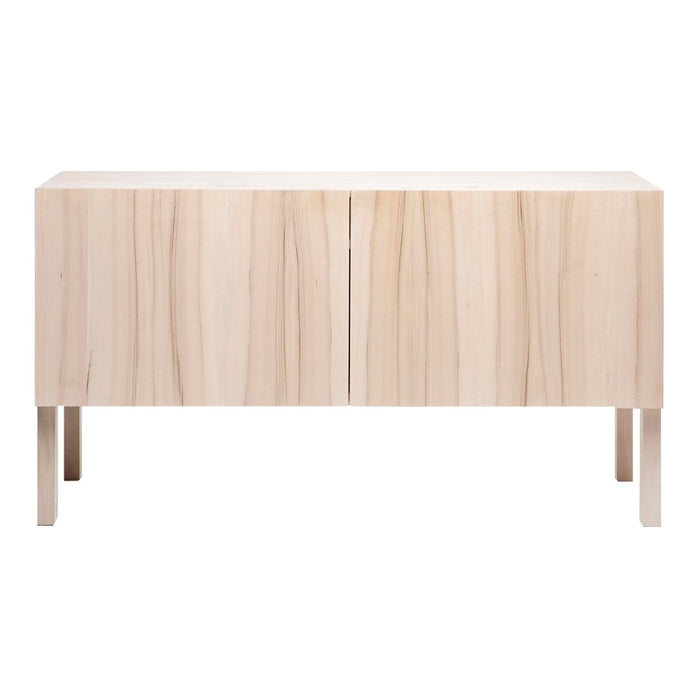 Light wood sideboard featuring a natural grain pattern, sleek design with a minimalist finish. Perfect for modern decor.